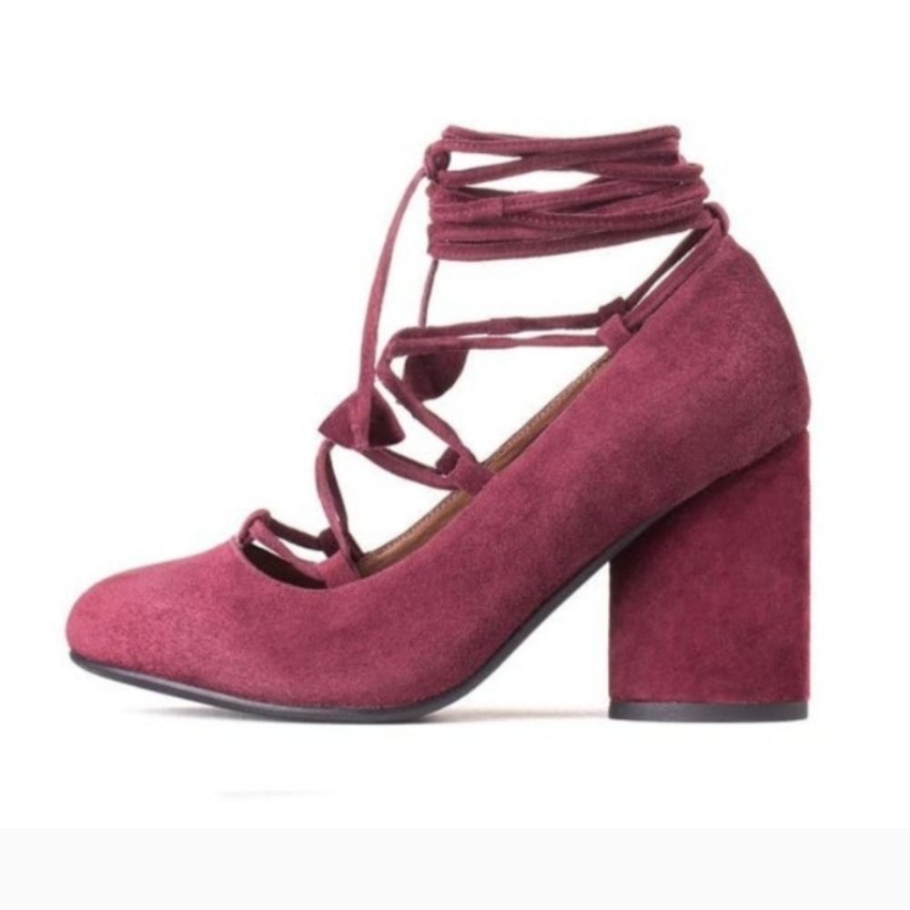 Jeffrey Campbell Burgundy Wine Zaun Lace Up Pump Heels